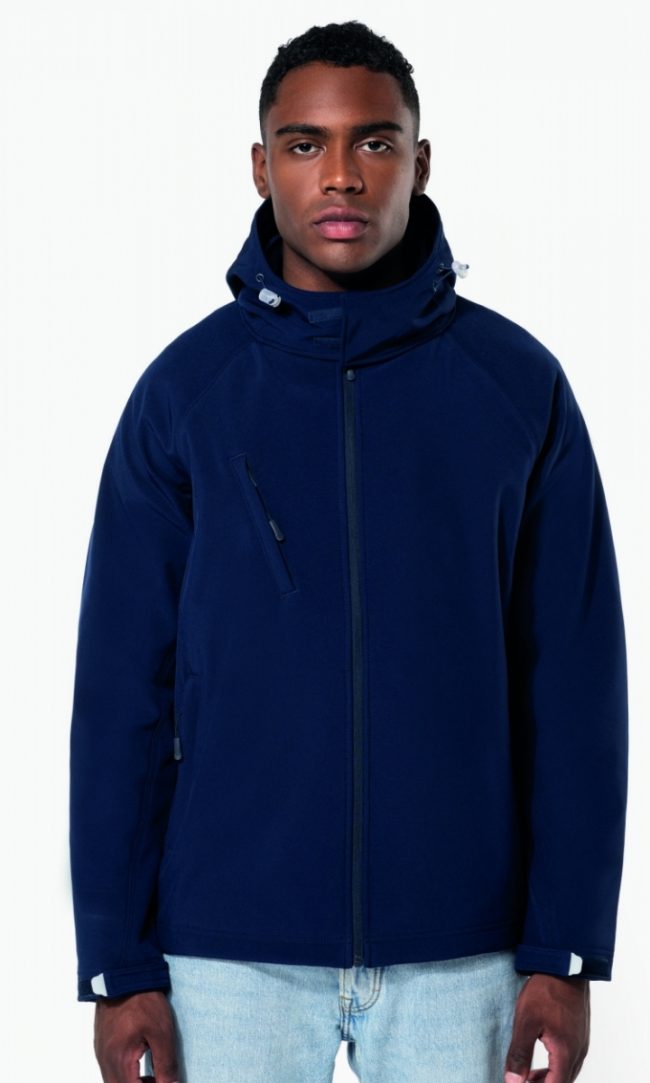 ka413 MEN`S DETACHABLE HOODED SOFTSHELL JACKET