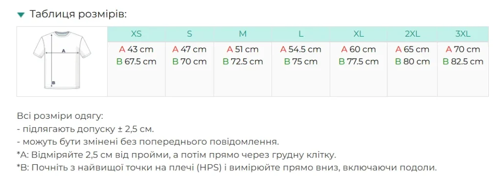 Нанесення логотипу на футболку Next Level Tri-Blend N6010 — таблиця розмірів XS-3XL