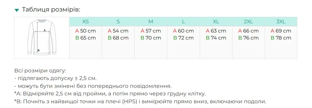 Світшот з логотипом на замовлення Stedman ST4000 — таблиця розмірів XS-3XL